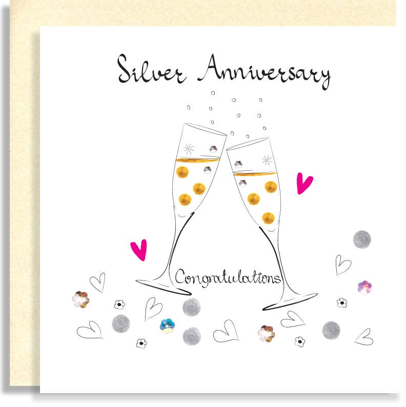 J67 Silver Anniversary Hand-Finished Sequin Card