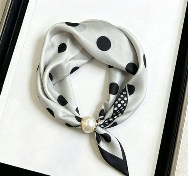 Satin  scarf with magnetic pearl clasp loop