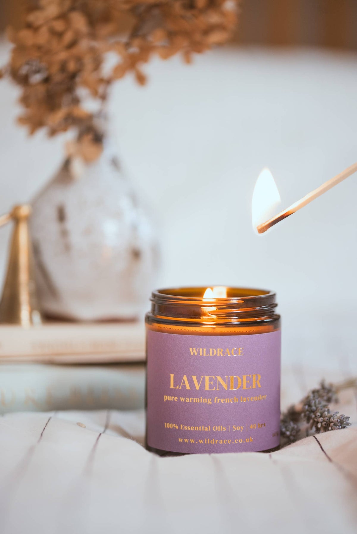 Lavender essential oil candle