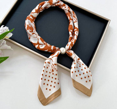 Women's Faux Silk Pearl Magnetic Neck Scarf