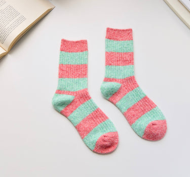 Warm Cashmere & Wool Blend Socks – Striped Winter Style