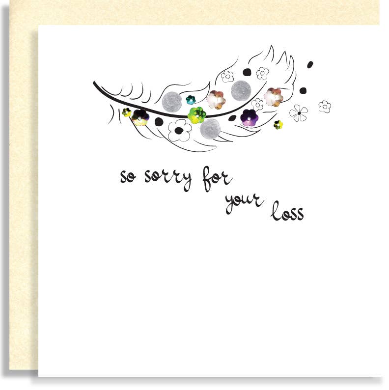 J98 Feather Loss Hand-Finished Sequin Card