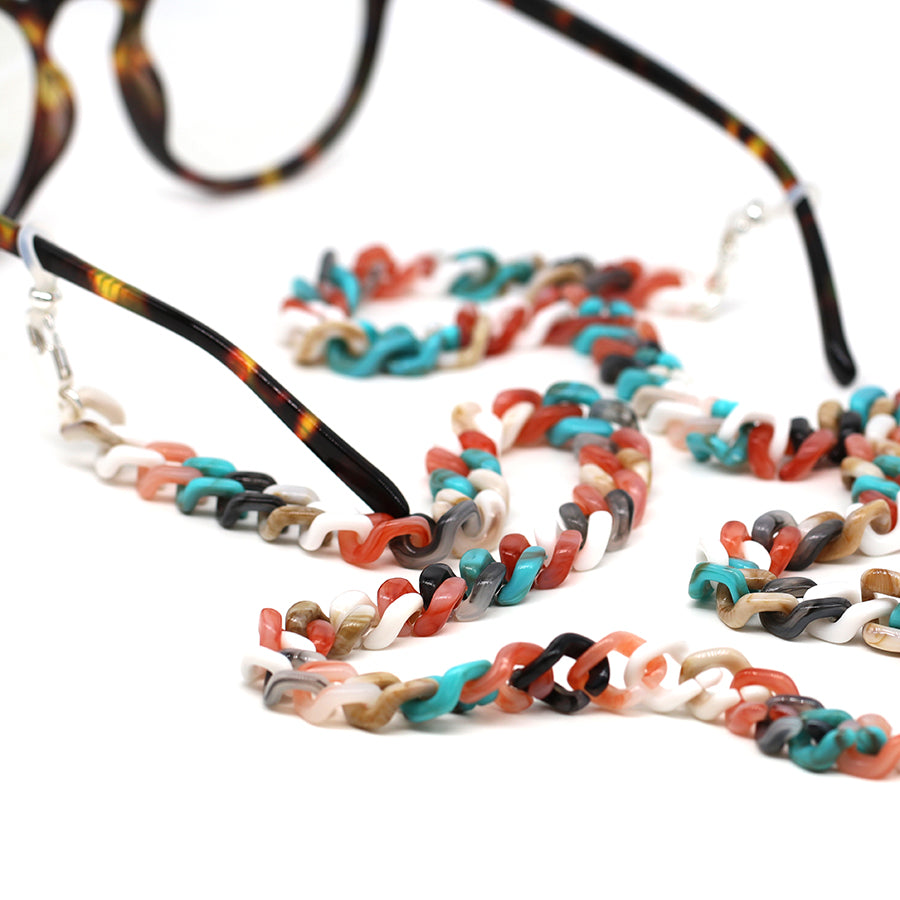 Coral mix chunky acrylic glasses chain