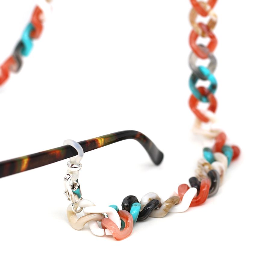 Coral mix chunky acrylic glasses chain