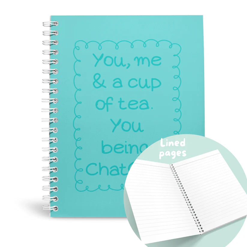 A CUP OF TEA AND CHATGPT A5 NOTEBOOK