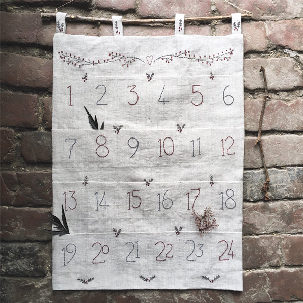 Pocket advent embroidered calendar