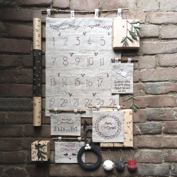 Pocket advent embroidered calendar