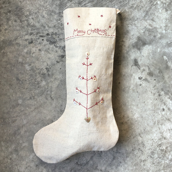 Linen Stocking-Merry Christmas