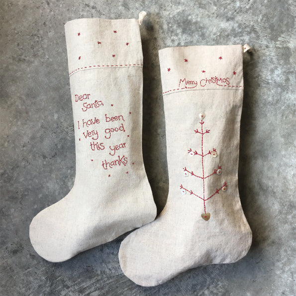 Linen Stocking-Merry Christmas