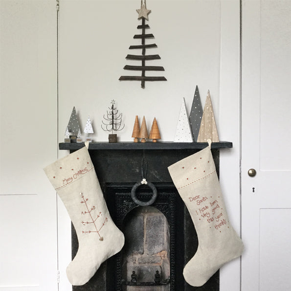 Linen Stocking-Merry Christmas