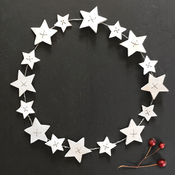 White wooden star wreath-Large