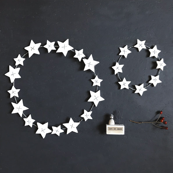 White wooden star wreath-Large