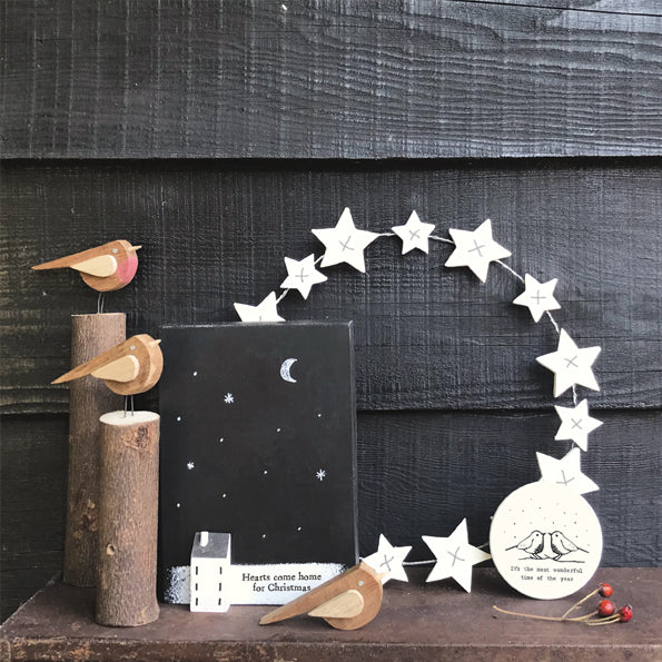 White wooden star wreath-Large