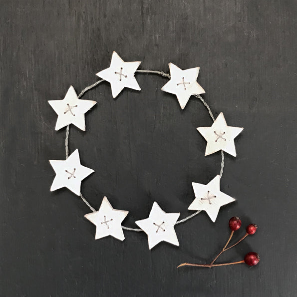 White wooden star wreath-Small