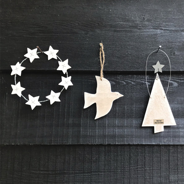 White wooden star wreath-Small