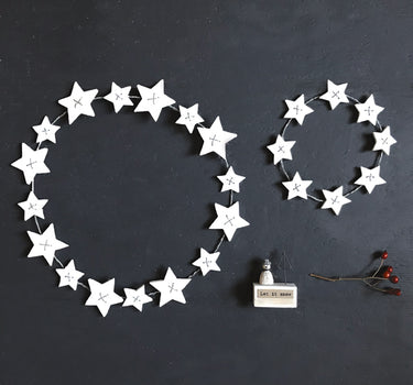 White wooden star wreath-Small