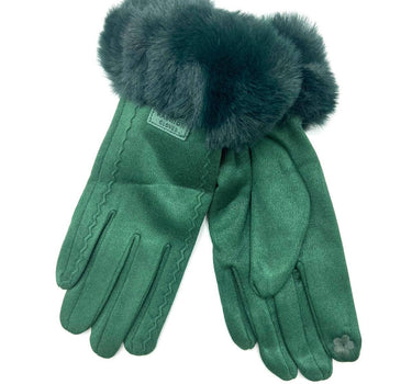 glove with faux fur trim