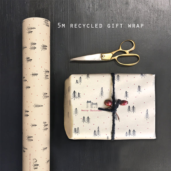 Kraft wrap 5m roll-Forest Christmas