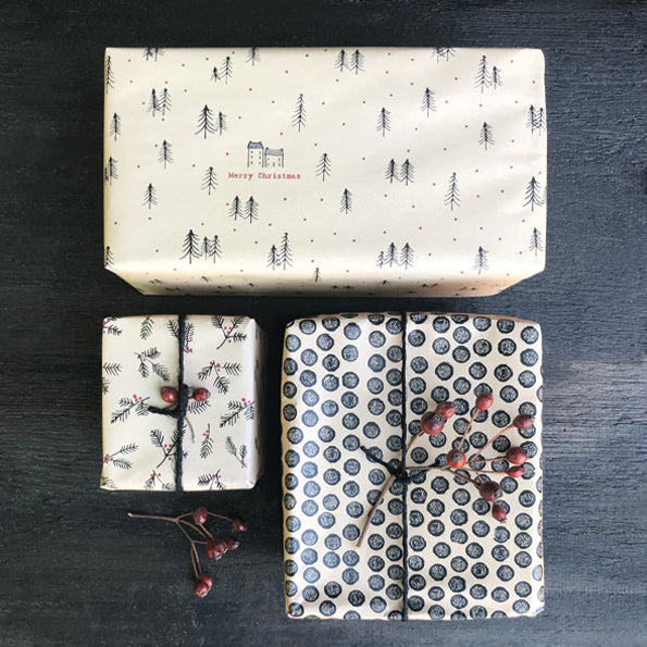 Kraft wrap 5m roll-Forest Christmas