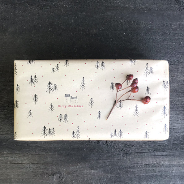 Kraft wrap 5m roll-Forest Christmas