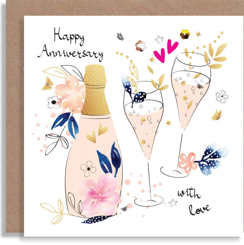 W31 Anniversary Champagne Hand-Finished Sequin Card