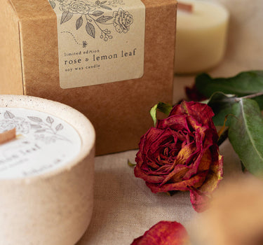 Rose & Lemon Leaf Soy Wax Candle - Limited Edition