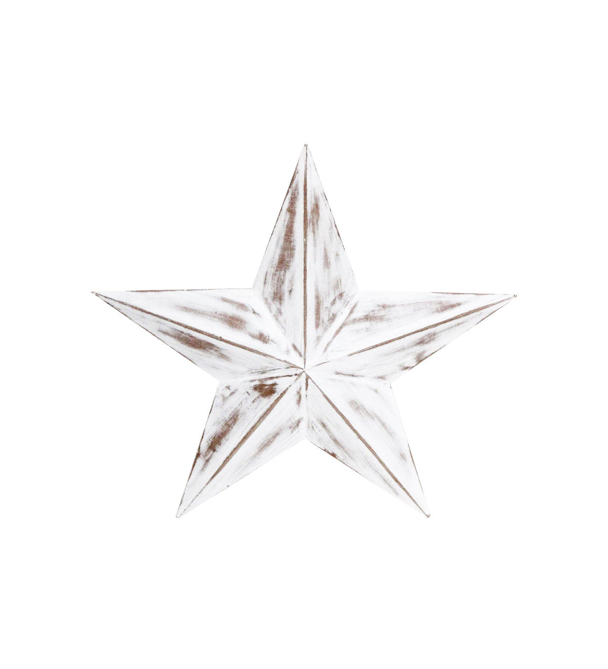 Wooden Star 3d Effect 38cm Antique White