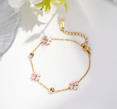 Elegant flower bracelet stainless steel beadsp