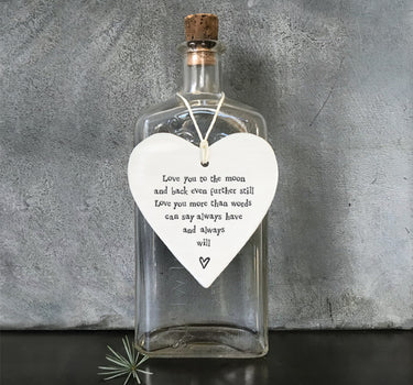 Porcelain round heart-Love you to the moon