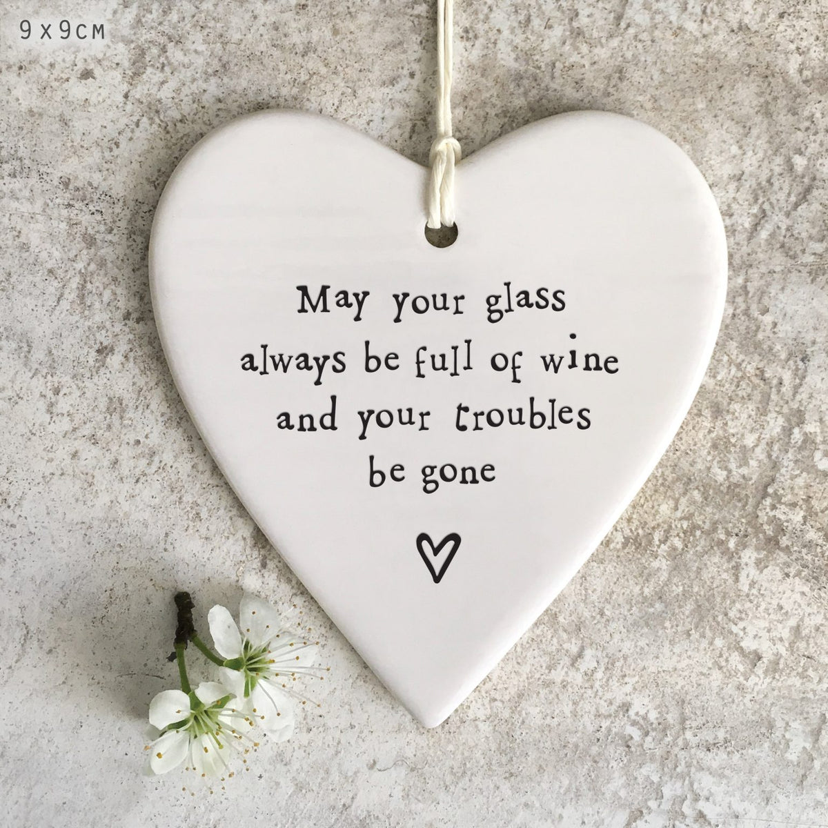Porcelain round heart-May your glass be full