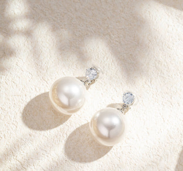 Elegant Classic Chic Pearl Rhinestone Clip Earrings