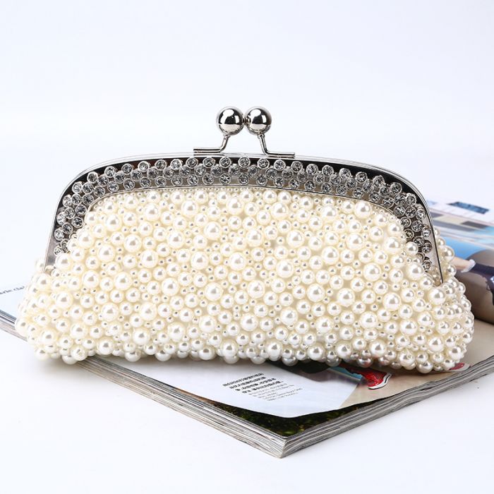 Ivory pearl clutch bag