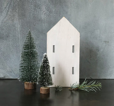 Wood town house-Tall white