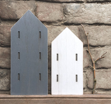 Wood town house-Tall white