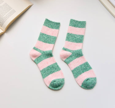 Warm Cashmere & Wool Blend Socks – Striped Winter Style