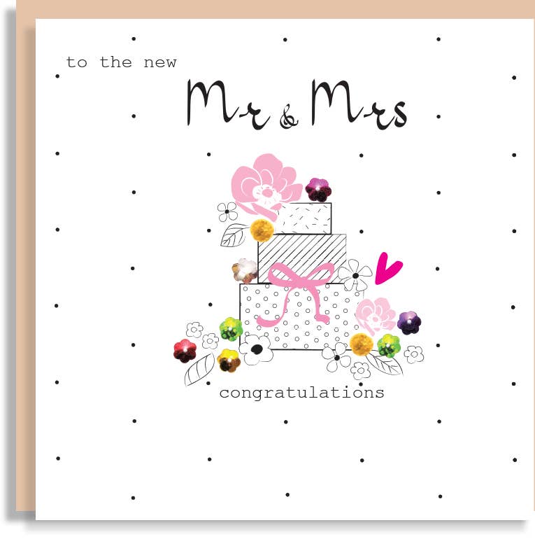 J209 Wedding Cake Flowers Hand-Finished Sequin Card