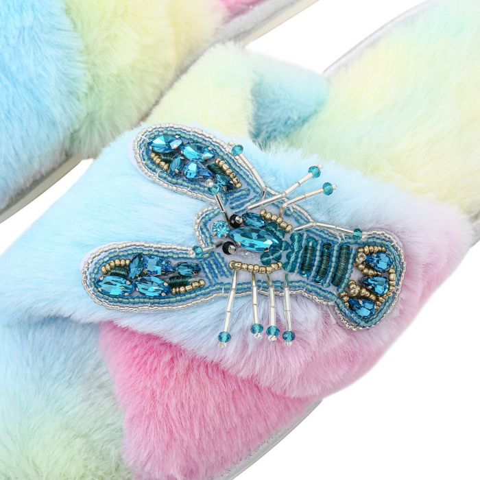 Large jewelled rainbow lobster in pastel Blue Pink