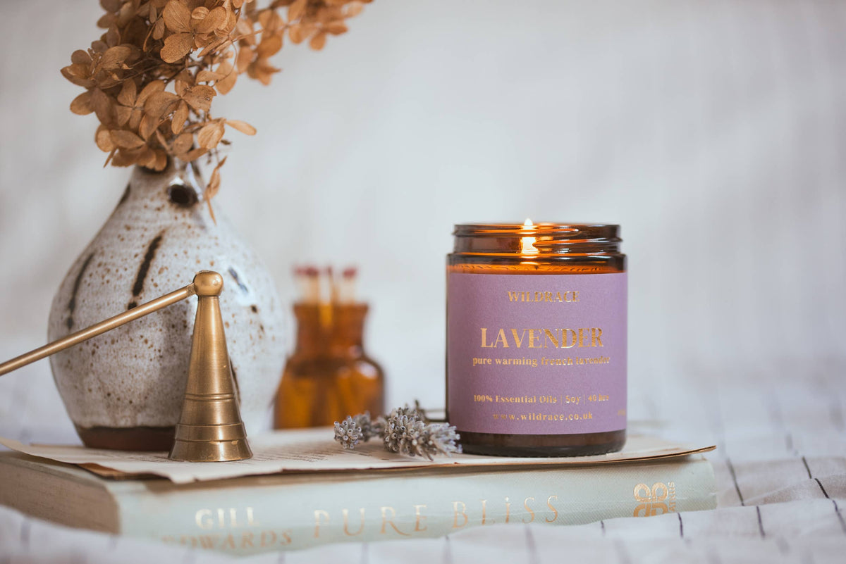 Lavender essential oil candle
