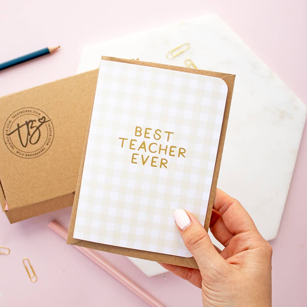 Yellow Best Teacher Ever A6 Card