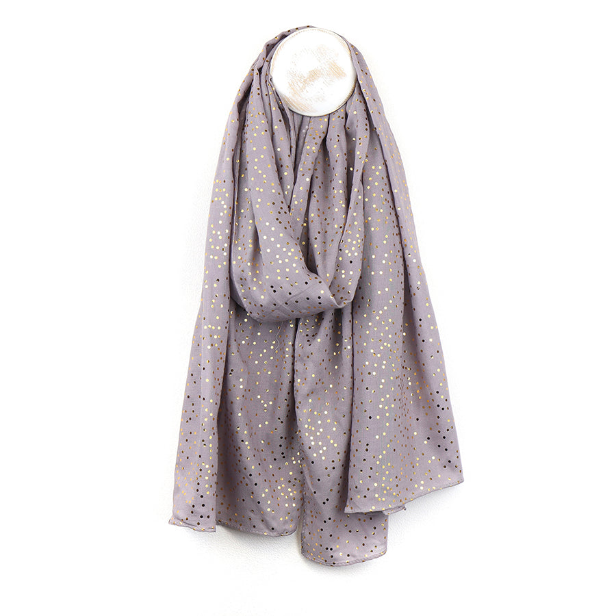 Soft grey scarf with metallic speckle print