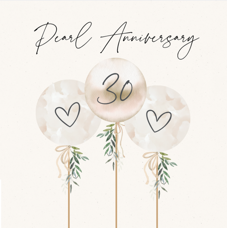 Camille Pearl Anniversary Balloons Card