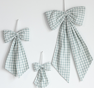 Pastel Green Gingham Fabric Bows