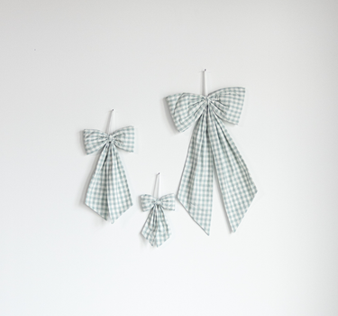 Pastel Green Gingham Fabric Bows