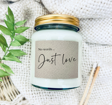 No words just love handmade soy scented candle