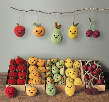 Needle felted hanging-Cherries