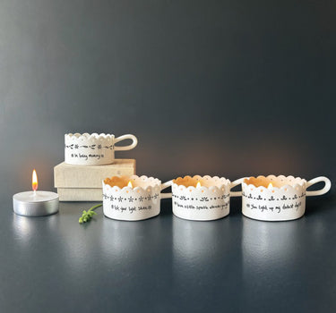 Handled tea light holder-Leave a little sparkle