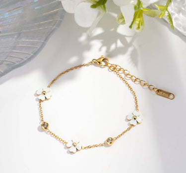 Elegant flower bracelet stainless steel beadsp