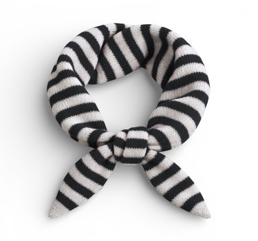 Striped Wool Blend Triangle Neck Scarf