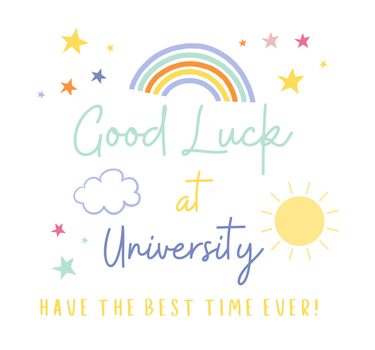 Rainbows Good Luck at University Fun Colourful Card