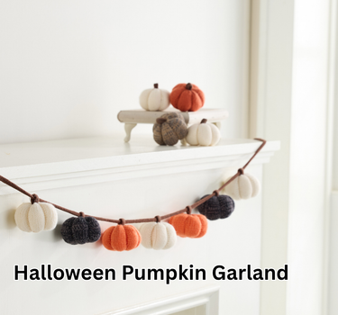 Knit Pumpkin Garland Autumn, Fall Accent, Thanksgiving Decor